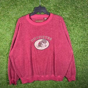 Woodland Trail Outfitter Turkey Embroidered Sweatshirt Mens XL Burgundy Red